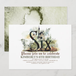 Invitación Fairytale Unicorn Dragon Magic Castle 6 Cumpleaños