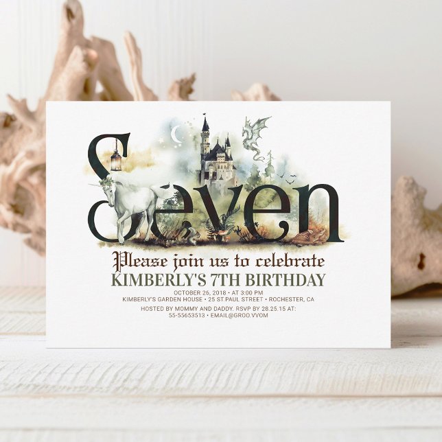Invitación Fairytale Unicorn Dragon Magic Castle 7º cumpleaño (Subido por el creador)