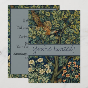 Invitación Faisán pájaro árbol bosque William Morris