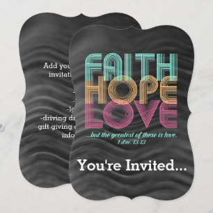 Invitación Faith Hope Love Christian Bible Verse Retro