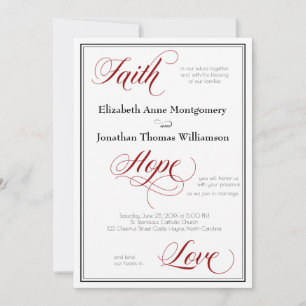 Invitación Faith Hope Love Graceful Script Wedting