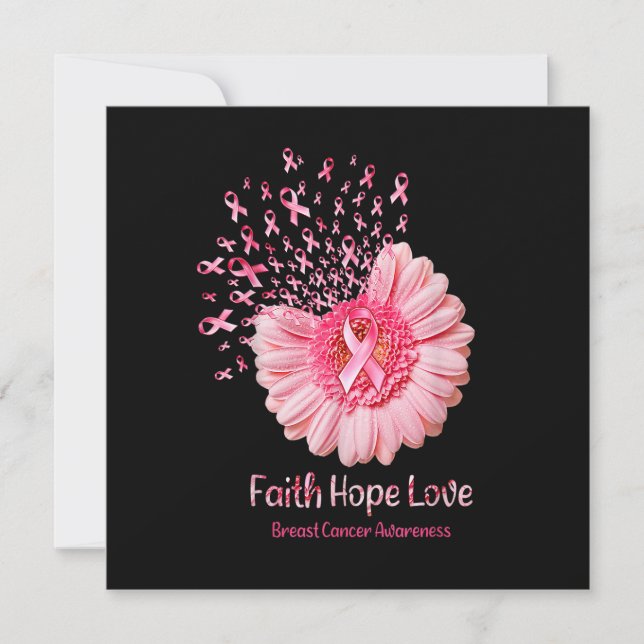 Invitación Faith Hope Love Pink Ribbon Sunflower Breve Cance (Anverso)