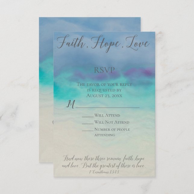 Invitación Faith Hope Love RSVP Reply Card (Anverso / Reverso)