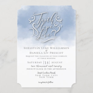 Invitación Faith Hope Love Wedting   Cielo enviado