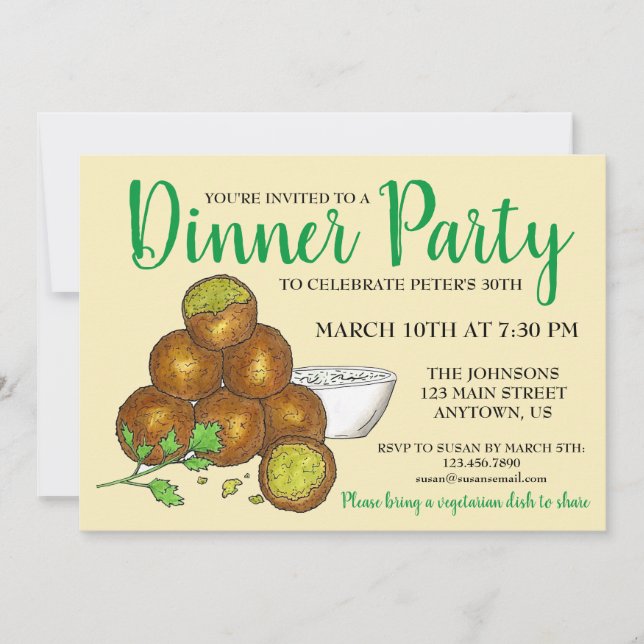 Invitación Falafel Balls Comida de Fritter de pollo de Orient (Anverso)