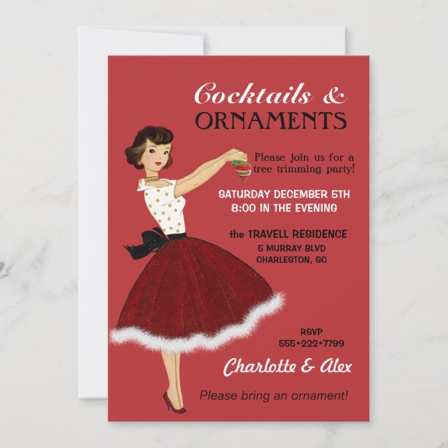 Invitación Falda de purpurina para las fiestas de Navidad de  (Anverso)