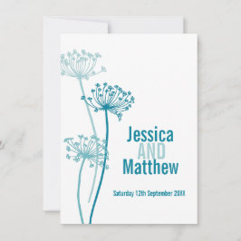 Invitación Falda verde azulada de flor moderna y gráfica