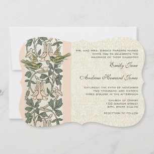 Invitación Fale Cut Vintage Lovebird Honey Suckle Boda