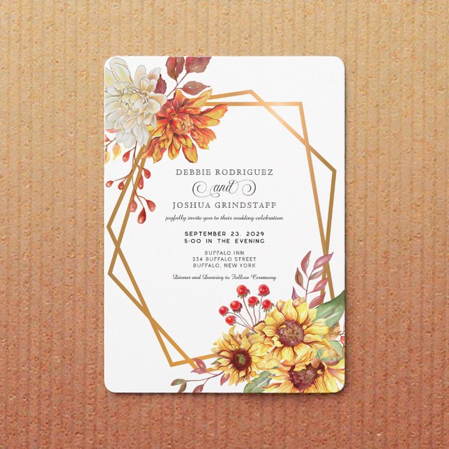 Invitación Fall Autumn Sunflower Wedding Invitation  (Subido por el creador)