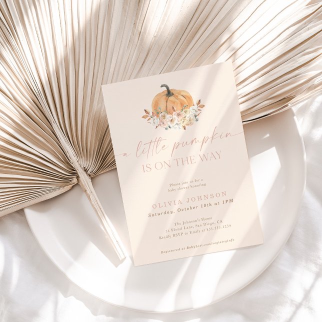 Invitación Fall Baby Girl Baby Shower | Rosa Un Pequeño Calab (Subido por el creador)