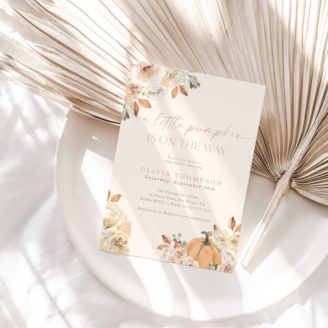 Invitación Fall Baby Girl Baby Shower | Rosa Un Pequeño Calab (Subido por el creador)