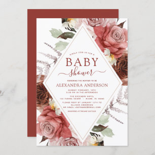 Invitación Fall Baby Shower Terracotta Floral