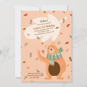Invitación Fall Bear Birday Party