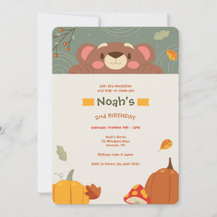 Invitación Fall Bear Birday Party