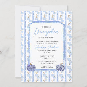 Invitación Fall Blue Chinoiserie Blue Pumpkin Baby Shower