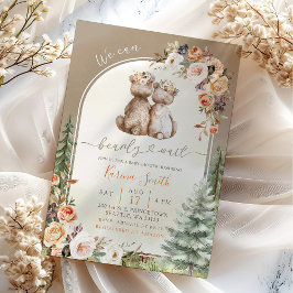 Invitación Fall Boho Bear Woodland Forest Floral Baby Shower