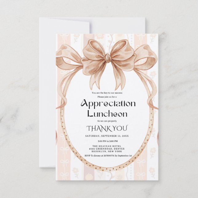 Invitación Fall Boho Bow appreciation party grateful party  (Anverso)
