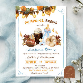 Invitación Fall Boho Calabazas Blue Boy Baby Shower
