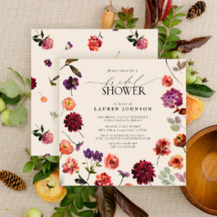 Invitación Fall Boho Floral Garden Terracotta Bridal Shower