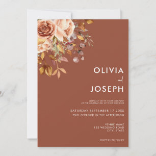 Invitación Fall Boho Floral Simple Moderno Boda