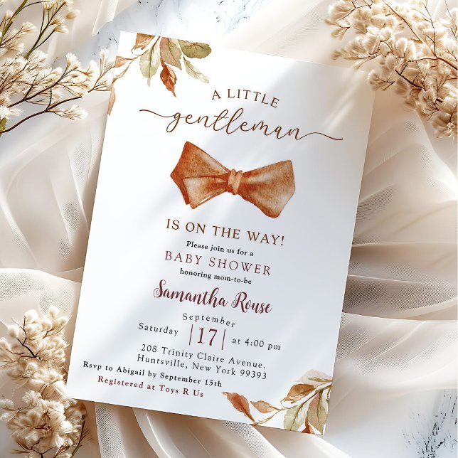 Invitación Fall Boho Gentleman Bow Tie Baby Shower (Subido por el creador)