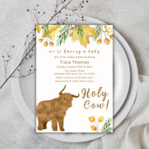 Fall Boho Holy Cow Highland Cow Baby Shower