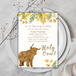 Invitación Fall Boho Holy Cow Highland Cow Baby Shower