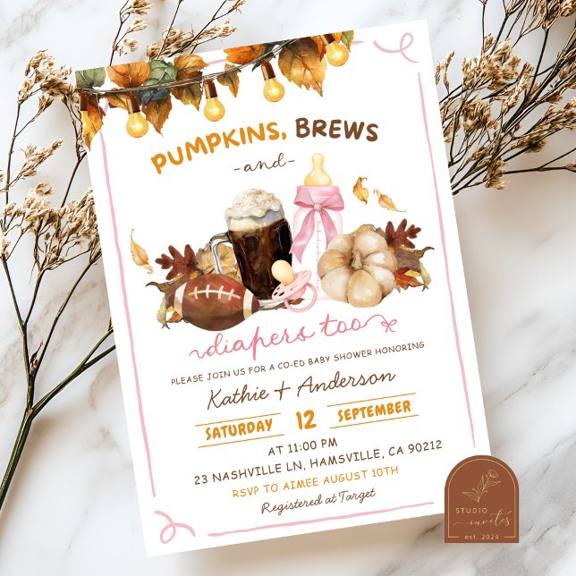 Invitación Fall Boho Pumpkins Too Co-ed Baby Shower (Subido por el creador)