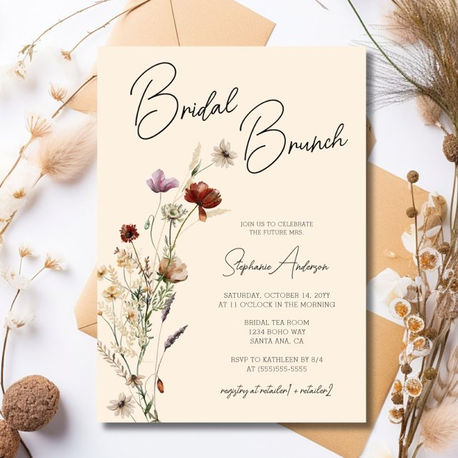 Invitación Fall Boho Wildflower Bridal Brunch (Subido por el creador)