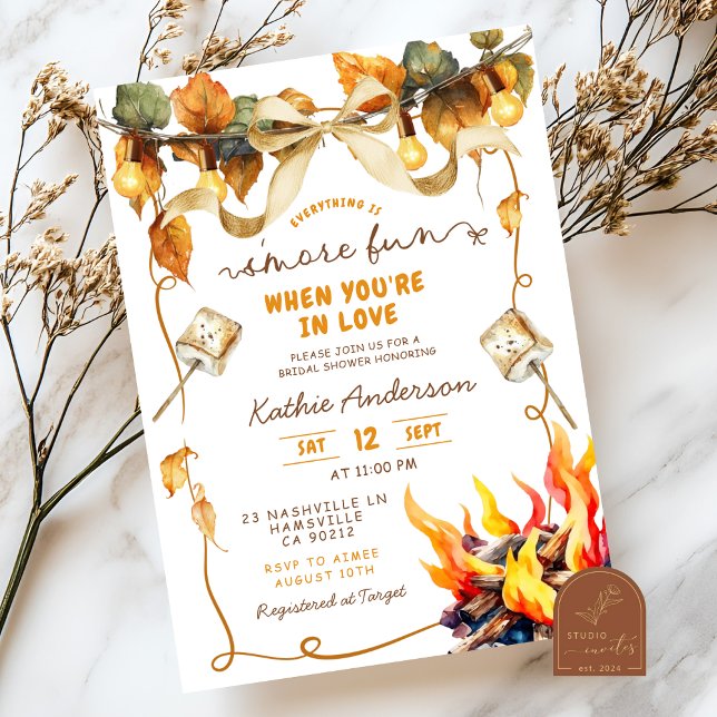 Invitación Fall Bow Coquette s'more bridal shower invitation (Subido por el creador)