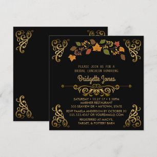 Invitación Fall Bridal Luncheon Elegant Gold Ducha de bodas