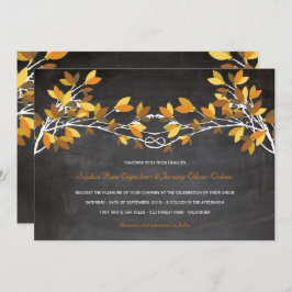 Invitación Fall Brown Knoted Love Trees Chalkboard Boda