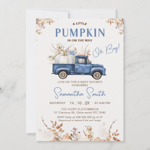 Invitación Fall Brown Wildflowers Pumpkin Truck Baby Shower
