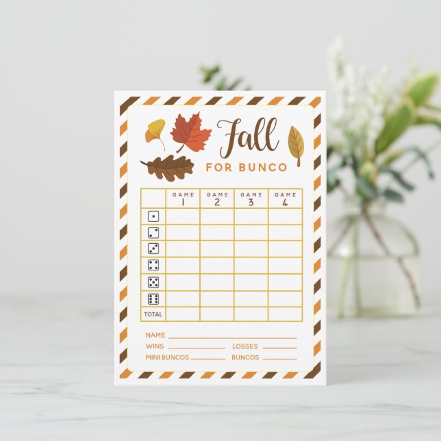 Invitación Fall Bunco card Agosto Septiembre Tema de Octubre (Anverso de pie)