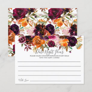 Invitación Fall Burgundy Naranja Floral Date Night Ideals Car