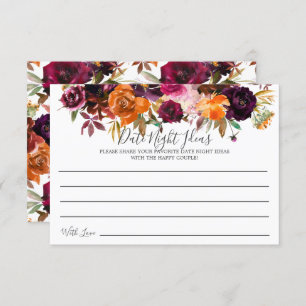 Invitación Fall Burgundy Naranja Floral Date Noche Ideas Card