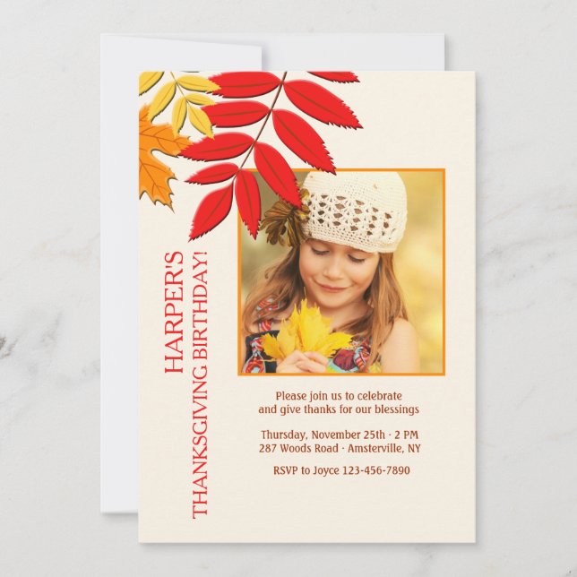 Invitación Fall Colors Photo Thankending Card (Anverso)