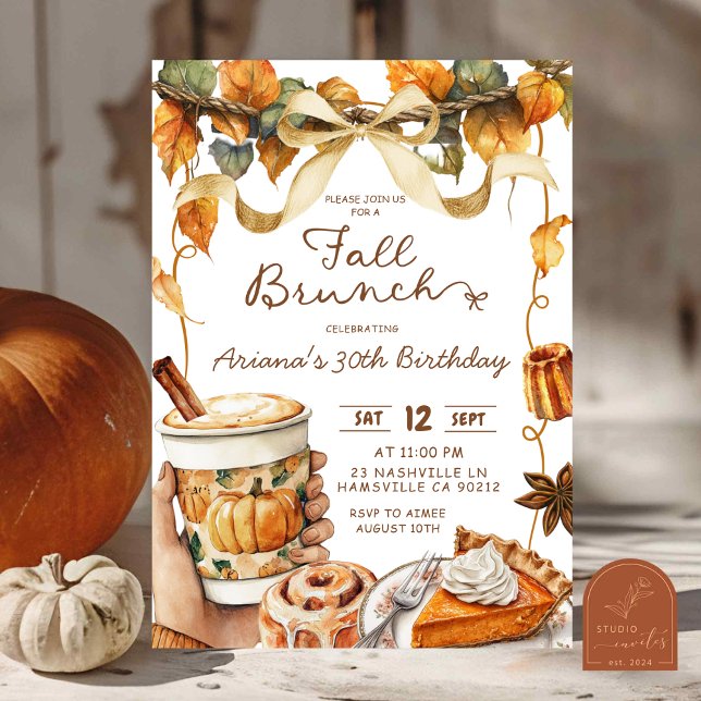 Invitación fall coquette pumpkin brunch birthday party  (Subido por el creador)