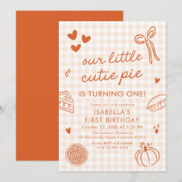 Invitación Fall Cute Hand Drawn Our Little Cutie Pie Birthday