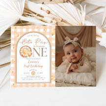 Fall Cutie Pie Pumpkin Gingham 1er cumpleaños Foto