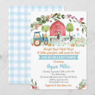 Invitación Fall Farm Pumpkin Baby Shower