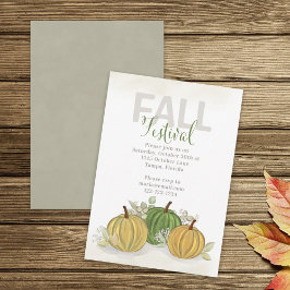 Invitación Fall Festival Watercolor Sencilla Goura de calabaz