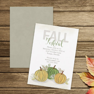 Invitación Fall Festival Watercolor Sencilla Goura de calabaz
