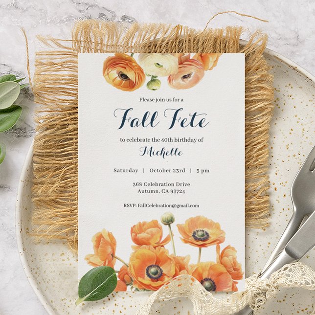 Invitación Fall Fete Naranja de la fiesta de cumpleaños de ot (Subido por el creador)