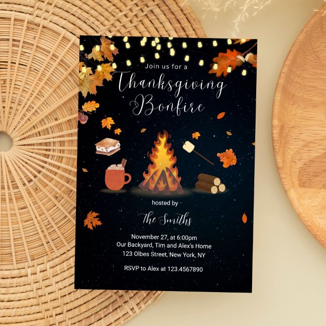 Invitación Fall Fiesta Backyard Bonfire Acción de Gracias (Thanksgiving Invite, Digital Invitation, Thanksgiving Invitation, Thanksgiving Invite Digital, Happy)