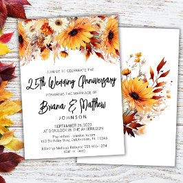 Invitación Fall Floral 25° Aniversario del Boda