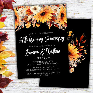Invitación Fall Floral 50° Aniversario del Boda
