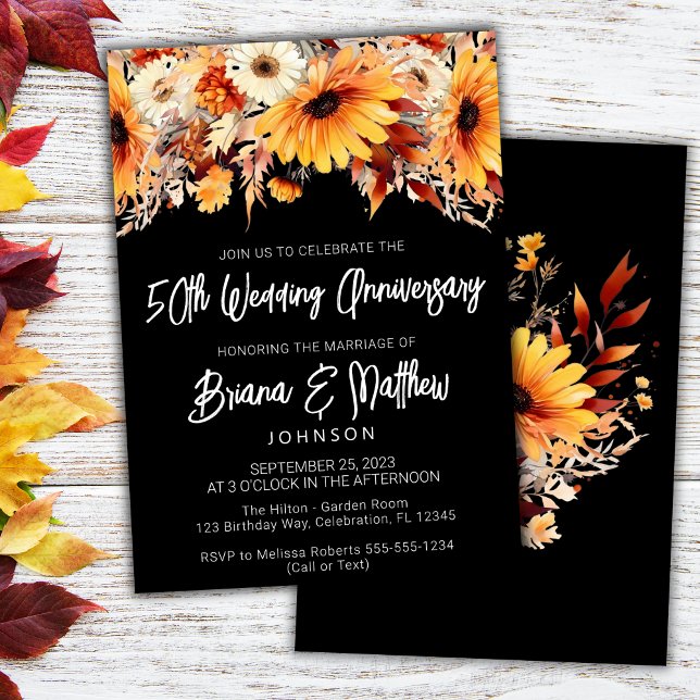 Invitación Fall Floral 50° Aniversario del Boda (Subido por el creador)