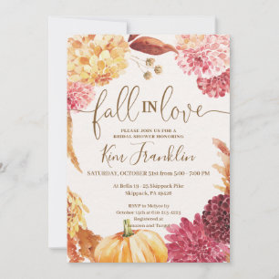 Invitación FALL Floral and Buffalo Check Bridal Shower Invita