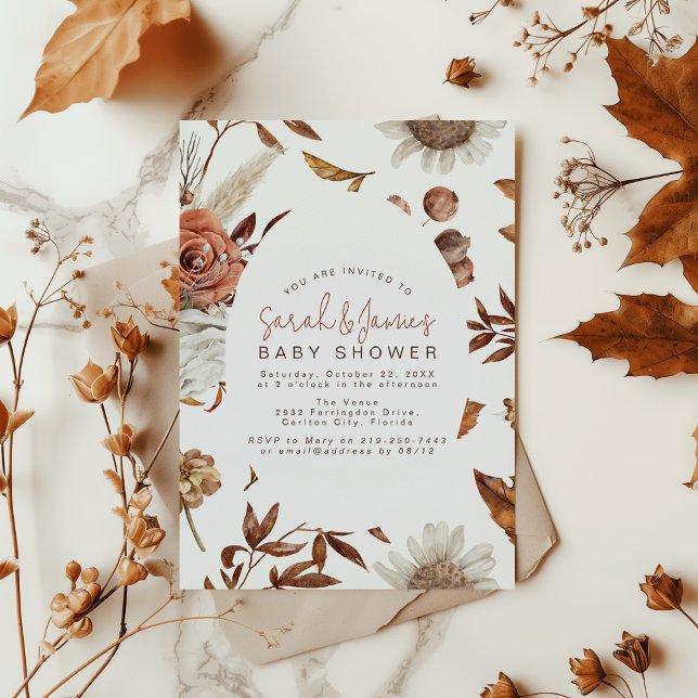 Invitación Fall Floral baby shower (Subido por el creador)
